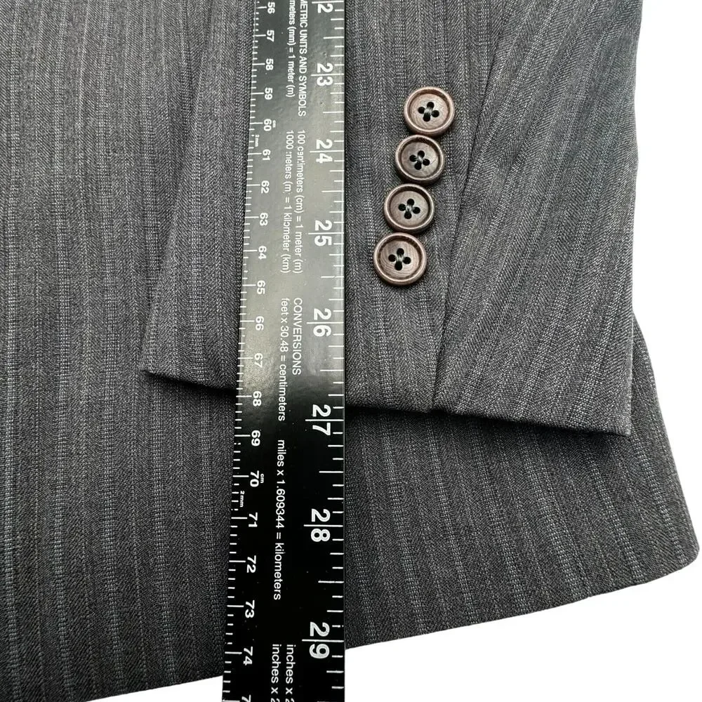 BROOKS BROTHERS Mens 43L Charcoal Gray Stripe Wool Blazer Suit Jacket 1818 Italy
